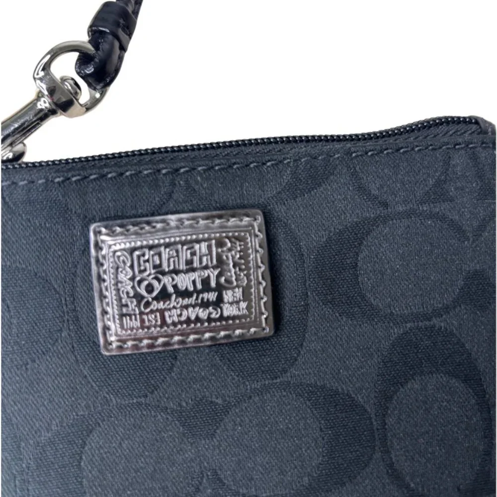 Coach Signature Poppy Wristlet Pouch with Coach Hangtag Black